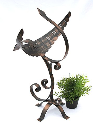 DanDiBo Sonnenuhr Phönix aus Schmiedeeisen Wetterfest 65 cm Gartenuhr Metall Phoenix Uhr