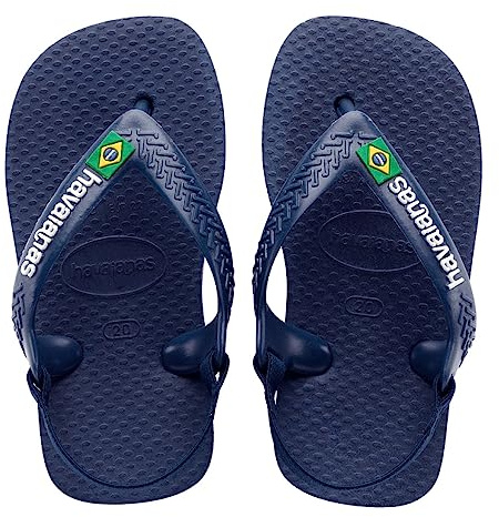 Havaianas Baby Brasil Logo II Unisex - Bambini e ragazzi FlipFlop Navy Blue/Citrus Yellow 17 EU