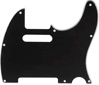 Musiclily Pro 8 Löcher Tele Pickguard Gitarren Schlagbrett für MIJ Made Fender Japan Telecaster,3 lagig Schwarz