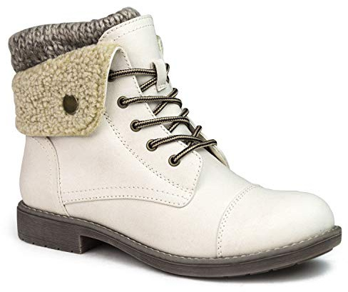 CLIFFS BY WHITE MOUNTAIN Women's Duena Hiking Style Boot, Winter White/Burn/Fab/Fleece, 8.5 M