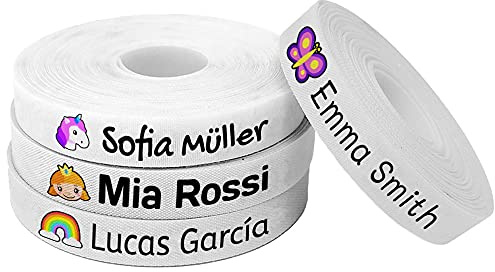 Haberdashery Online - Personalisierte Kleidungsetiketten mit Namen für Kinder, 100 Stück, Waschbeständig, Anwendung in 20 Sekunden, Ideal für Schulkleidung, Sportkleidung - Farbe: FANTASIE