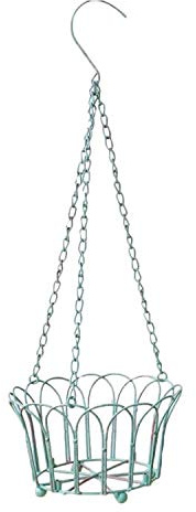 TentHome Blumenampel zum Hängen Blumentopf Hängend Metall Pflanzgefäß Hängetopf Pflanzkorb für Pflanzen Aufhänger Halter Hängepflanztopf für Garten Balkon, Innen- und Außen (L, Grün)