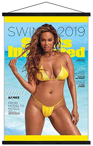 Trends International Sports Illustrated: Swimsuit Edition - Tyra Banks Cover 19 Wall Poster, 22.375 x 34, Premium Print and Black Hanger Bundle