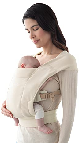 Ergobaby Babytrage für Neugeborene ab Geburt Extra Weich, Embrace Bauchtrage Baby-Tragetasche Ergonomisch, Cream, 1 Stück (1er Pack)