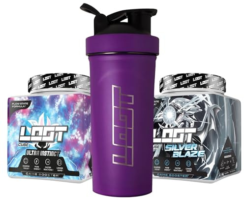 LOOT - Premium Game Booster Ultra Silver Bundle mit Metallshaker | 2x 50 Servings (400g) mit Koffein | 20 hochdosierte Inhaltsstoffe | Energy Drink mit Flow-State Formel | Konzentration & Ausdauer