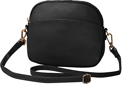 FANDARE Superleicht Schultertasche Echtleder Umhängetasche Damen für Arbeitstasche Reise Freizeit Schule Crossbody Bag Schwarz
