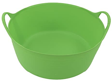 ANGIX 15L Gorilla Plas Small Shallow Tub – Skip Feed Bucket Heavy Duty Flexible Trough for Horse Animal Feeding Garden Washing Laundry DIY Stable Building Site Plastic Storage Containers (Pistachio)