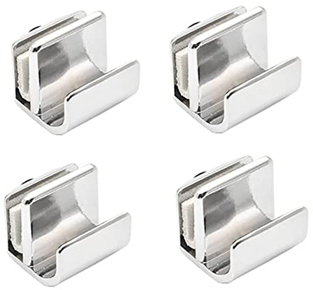 Heuskay Lot de 4 poignées de porte en verre, en alliage de zinc, sans perçage, pour vitrine, armoire, tiroir de 3 à 5 mm