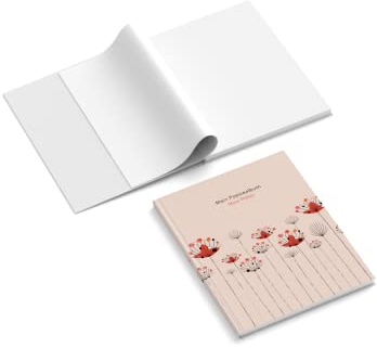 easyprint Poesiealbum personalisiert mit Name | Design Red Flowers | 148 x 210 mm | Hardcover | Papier 100 g/m² | Blanko Innenseiten | Freundebuch | Erinnerungsbuch