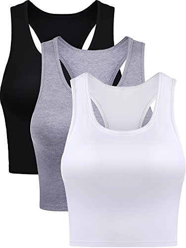 BOAO Damen Tank-Tops, Schwarz, Weiß, Grau, XXL (3er Pack)