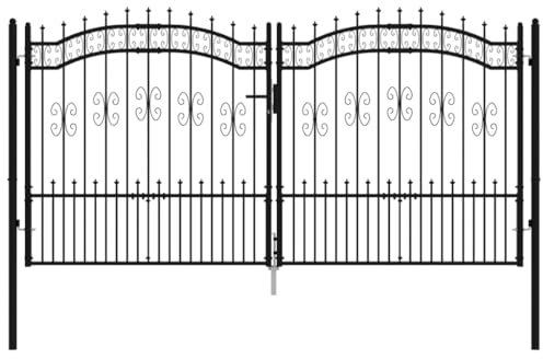 vidaXL Zauntor mit Speerspitzen Schwarz 305x198 cm Stahl