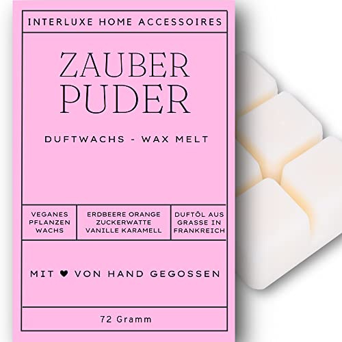 Interluxe Duftmelt Wachsmelt Zauberpuder rosa angenehm duftend Waxmelt 100% pflanzlich Duftwachswürfel für Duftlampe Wachs mit Duftöl Indoor Melts Duftwachs für Aromalampe