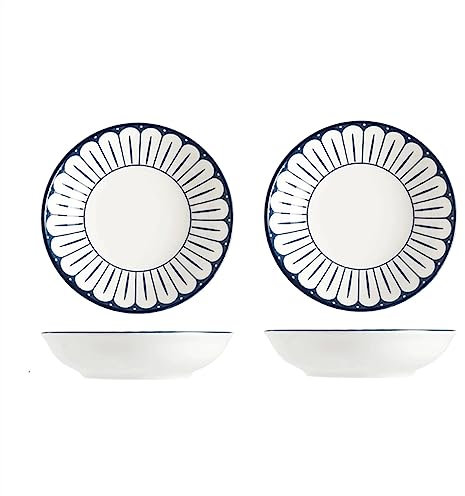 HASMI Keramik-Dippschalen im japanischen Stil, Salat-Keramikschalen, Saucenschalen for Sushi-Sauce, Snacks und Soja, 5,6 Zoll große blaue und weiße Pinch-Schalen. (Color : B)
