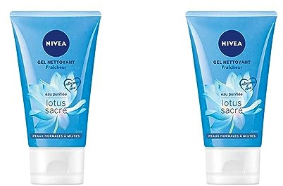 NIVEA Gel Nettoyant Fraîcheur, Gel purifiant pour peaux normales à mixtes, Nettoyant visage enrichi en Vitamine E & Hydra IQ, 150 ml (Lot de 2)