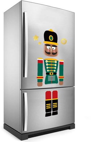 Frienda 10 Aimants de Réfrigérateur de Casse-Noisette de Noël Autocollants Magnétiques de Casse-Noisette Soldat Drôles Décoration d'Armoires Bureau Garage Porte de Vacances (Mignon, Vert Rouge)