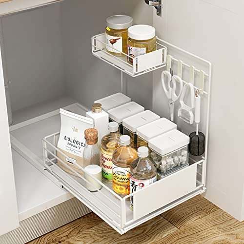 Gabinete de Piso de baño Unidad de Almacenamiento Mueble Organizador Mueble baño Organizador y Almacenamiento Debajo del Fregadero, Organizador de Cesta Debajo del gabinete Deslizante, almac