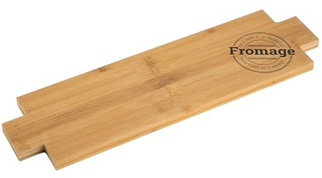 Florina TASTY, Tabla Rectángulo de Quesos y Aperitivos, Tabla para Embutidos, Tabla de Desayuno de Hierba de Bambú con Mango, 47 x 13.5 cm