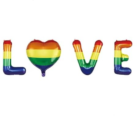 PrideGEO® 5 Stück Folienballon Party Ballons Luftballons mit Regenbogen LGBT+ Farbe, für CSD, Karneval, Hochzeit, Geburtstag usw.
