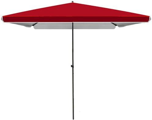 Rechteckiger Marktschirm, Sonnenschutz UV 50+ Tischschirm, höhenverstellbarer und winddichter Sonnenschirm für Garten, Terrasse, Balkon (Color : Red, Size : 2.2x1.7m)