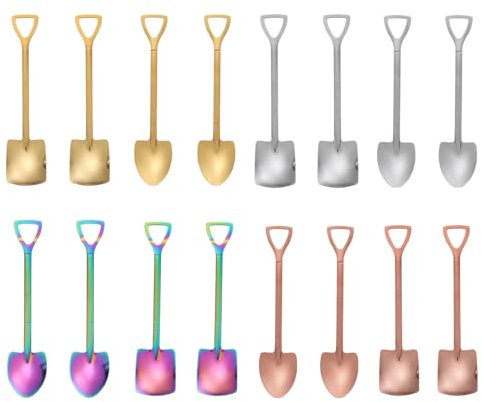 Pinsheng 16 Stück Edelstahl Spatenlöffel, Schaufelförmige Kreative Dessertschaufel Wassermelonenlöffel Milchtee Kaffee Zuckerlöffel für Kaffee Eis Tee