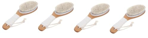 WOONEKY 4stücke Ergonomische Rückenbürste Pferdehaar Weiche Körperbürste Für Bad Und Dusche Peelen Und Reinigen Mit Praktischem Aufhängeloch Für Einfache Trocknung