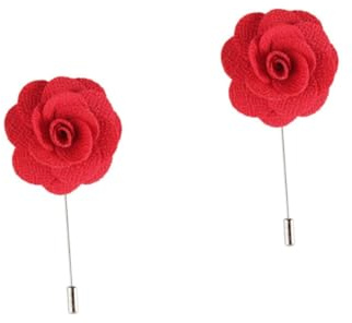 WRITWAA 2stücke Handgemachte Rote Herrenbrosche Boutonniere Für Anzug Lang Ansteckblume Oder Krawattennadel Für Hochzeiten Und Partys