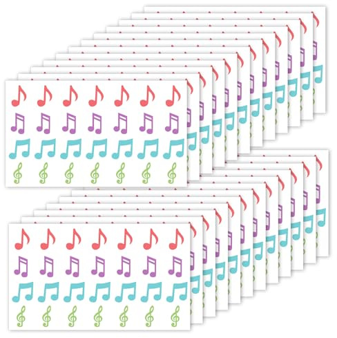 672stk Musiknoten Aufkleber, 4 Designs Wasserfeste Musiknotenaufkleber Selbstklebende Musiknotenaufkleber Perfekte Dekoration für Umschläge Notizbücher Grußkarten(Bunt)