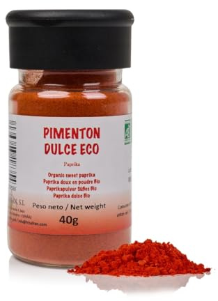 FRISAFRAN | Paprikapulver | Miljövänlig | söt mald paprika | Ekologiskt | 40g | Söt paprika | söt mald paprika | Paprika | Rökt paprika | Söt paprika | Torkad paprika | nymald | naturligt & rent