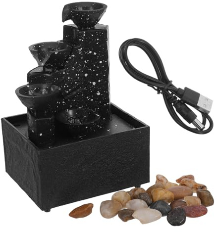 PRETYZOOM Portable Resin Tabletop Fountain Ornament 6.68X4.32X3.54in