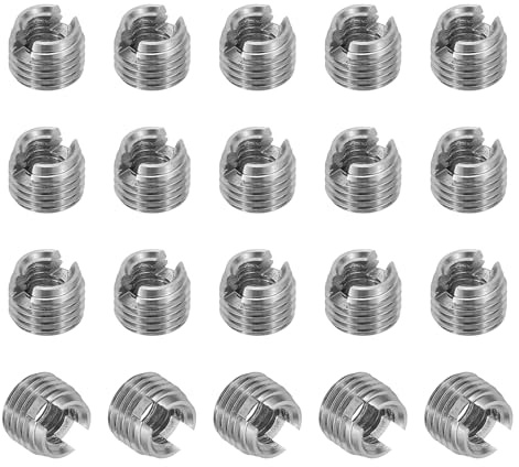 PATIKIL 20 Stück Selbstschneidender Gewindeeinsatz M4 x M6,5 x 5mm | gewindeeinsätze Schlitzschraube Reparatur Einsätze Muttern Hülse Selbstschneidende Einsätze, 303 Edelstahl