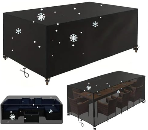 OUZUIU Winter Abdeckhaube Gartenmöbel 220x90x110cm/LxWxH 420D Oxford Abdeckhauben Für Tische Gartentische Schutzhülle mit Wasserdicht, UV-beständig Staubfest Winterfest für Terrassenmöbel
