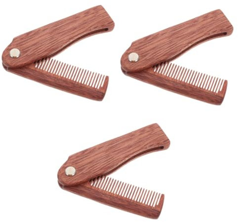 HAPINARY 3stücke Holzbeard Comb Tragbarer Faltbarer Bart Und Haarkamm Aus Hochwertigem Sandelholz Für Herren Für Zuhause Und Unterwegs Professionelles Styling-tool Für Bartpflege Und