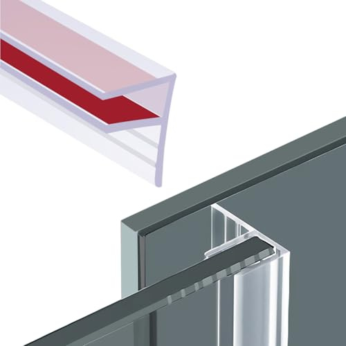 Duschdörr tätningsremsa 10 mm självhäftande vertikal duschtätning tätning silikonbox lämplig för glas 9 mm 10 mm tjocklek 200 cm (F)
