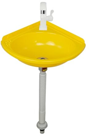 Lavabos de Montaje en Pared Lavabos de Esquina Pequeño Lavabo de Baño De Plastico Con Kit De Desagüe Lavabo Para Autocaravana Fregadero Ideal Para Sótano Jardín