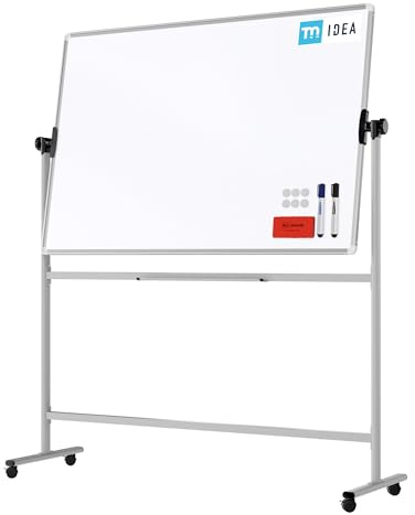 ALLboards Mobil Board, serie: TM Idea/Flex – med dubbelsidig whiteboardyta, roterbar, 150 × 100 cm