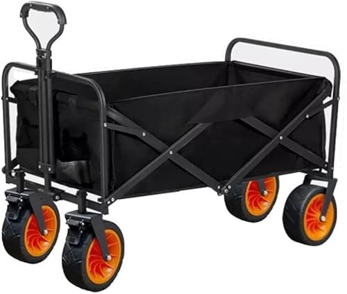 HUIBBGO Carrello da Campeggio Pieghevole Portatile da Giardino, per attività all'aperto, con Ruote da 8, Carrello da Spiaggia, Carrello da Spiaggia, Portata 120 kg