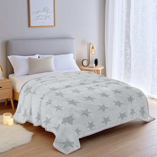 DH DREAMER HOME Manta Borreguillo para Sofá, Cama 130x160cm Ultra Suave, Cálida y Mullida - Manta Sherpa Polar Borreguito - Mantas Sofa de Doble Capa Reversible - Estrella