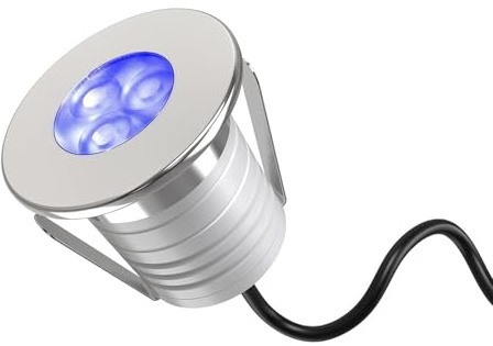 3W Faretto Subacquei - Faretti Piscina, Faretto Subacqueo Incasso, Mini Faretto Per Fontana DC 12V-24V, Luci Paesaggistiche Da Esterno A LED Impermeabile IP68, Per Fontane E Piscine Interrate(Blue,12V