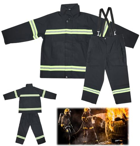 Tissting Flammhemmende Schutzkleidung, Brandschutz Overalls mit reflektierenden Streifen, 100% Baumwolle, Größenauswahl für Feuerwehrleute und Industriearbeiter in extremen Umgebun