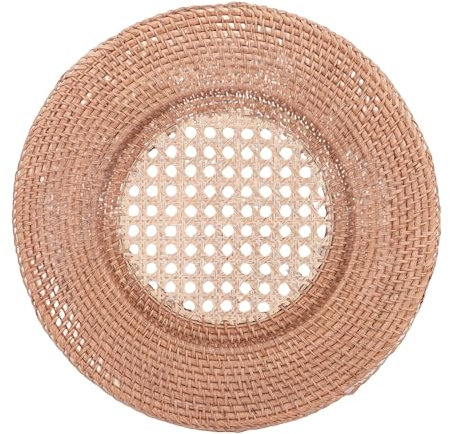 Pssopp Rattan Charger Plate, Hand Woven Water Hyacinth Table Mats Round Placemats for Party Wedding Dinning Table Desk Decor