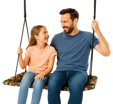 Nestschaukel 150x80 cm rechteckig Outdoor Schaukel für Kinder und Erwachsene XXL wetterfest für Garten (Tarnfarbe)