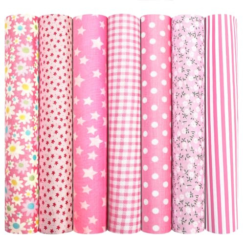 Aucuu 7PCS Fat Quarters Fabric Bundles, 50cm x 50cm Fabric Bundles, Quilting Cotton, Bundle Quilting Craft FA-BRIC, Precut Easter & Spring Cotton FA-BRIC for DIY Crafts, Sewing, Patchwork, Home Decor