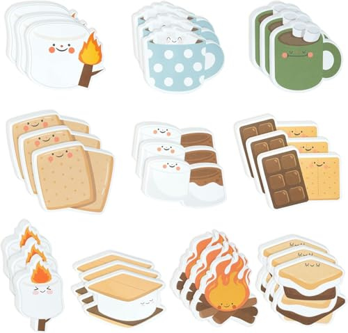A1DIEE 30Pcs Marshmallow Sticky Notes - 600 Blätter Nettes Self Stick Notepad Memo Pads Lustige Cartoon Page Marker für Klassenzimmer Belohnungen Lehrer Studenten Zubehör Camping Themengeschenk