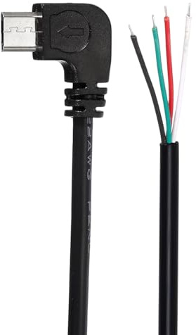 sourcing map 0.3M/1Ft Right Angle Micro USB Male Plug Bare Wire Pigtail Cable, 28AWG 12V 3A USB Plug to 4 Pin Bare Wire Open End Connector Plug for DIY Keyboard Equipment Replace Repair 2 Pcs