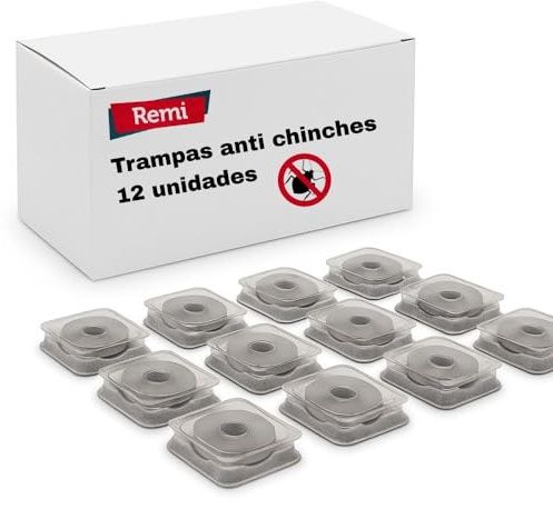 Remi Hogar Trampa Detectora de Chinches 12 Unidades | Monitor Transparente con Adhesivo Duradero | Prevención y Control No Tóxico hasta 6 Meses