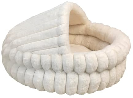 Mateju Hundebett Flauschig Donut, Winter Plüsch Haustierbett Katzenbett Weiche Warme Hundekissen mit rutschfest Unterseite Muschel Form Katzenkissen für Mittelgroße Kleine (Weiß,60cm)