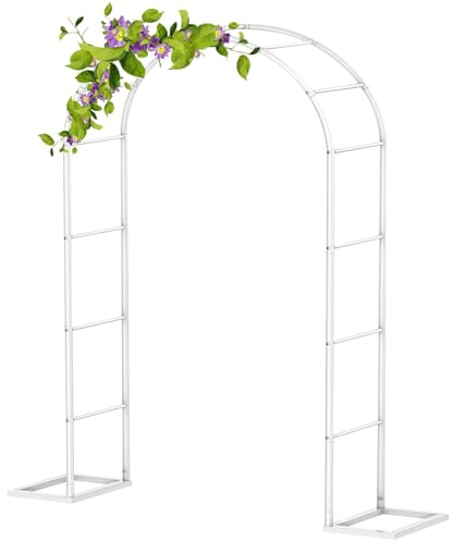 Pérgola de jardín de metal blanco resistente, arco de enrejado resistente para plantas trepadoras, rosas y decoraciones de boda, estructura de soporte al aire libre para arcos de jardín