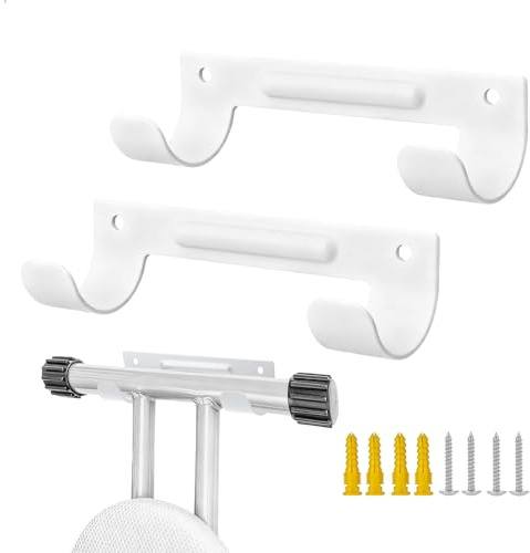 letuxaamz Colgador Tabla Planchar, Soporte Plancha Vertical Soporte Tabla Planchar Gancho Pared Metálico Resistente, Organizador de Pared Ahorra Espacio para Lavandería Dormitorio 2 Piezas Blanco