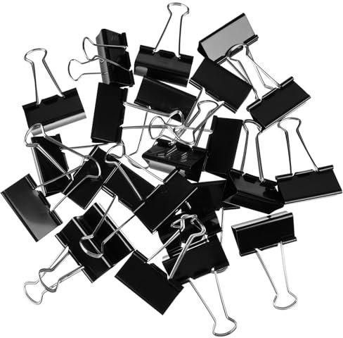 AOOSU Pinces à Double Clip, 24Pcs 51mm Pinces Noires, Pince à Documents, Pince Papier Clip Multi-fonctions Binder Clips pour Documents, Feuilles, Bureau, Maison, École