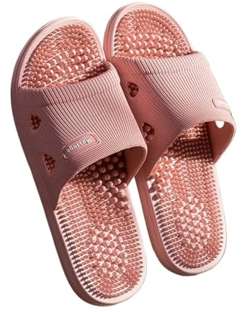 Massagetofflor enfärgade herrtofflor badrum halkskydd massagesandaler kvinnor enkla mjuka bottenskor (rosa, 36-37)